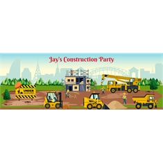 Construction Theme Banner – 12x36 Inch | Plain or Personalized